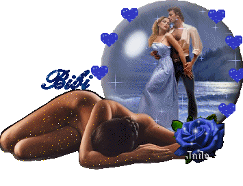 Globe couple d'amoureux et roses bleues